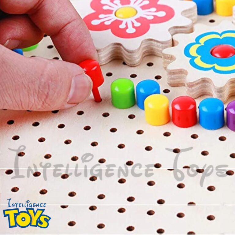 Wooden Pixel Button Art Toy Set
